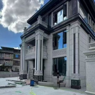 焦作 别墅干挂，芝麻白与芝麻黑完美配合